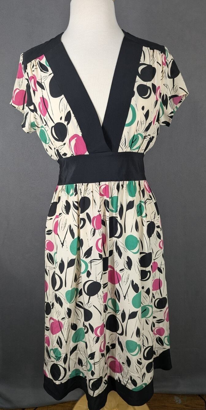 Corey Lynn Calter Silk Dress Size 8 Cherry Print Tie Waist